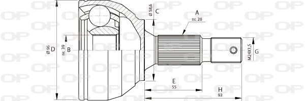 OPEN PARTS jungčių komplektas, kardaninis velenas CVJ5695.10